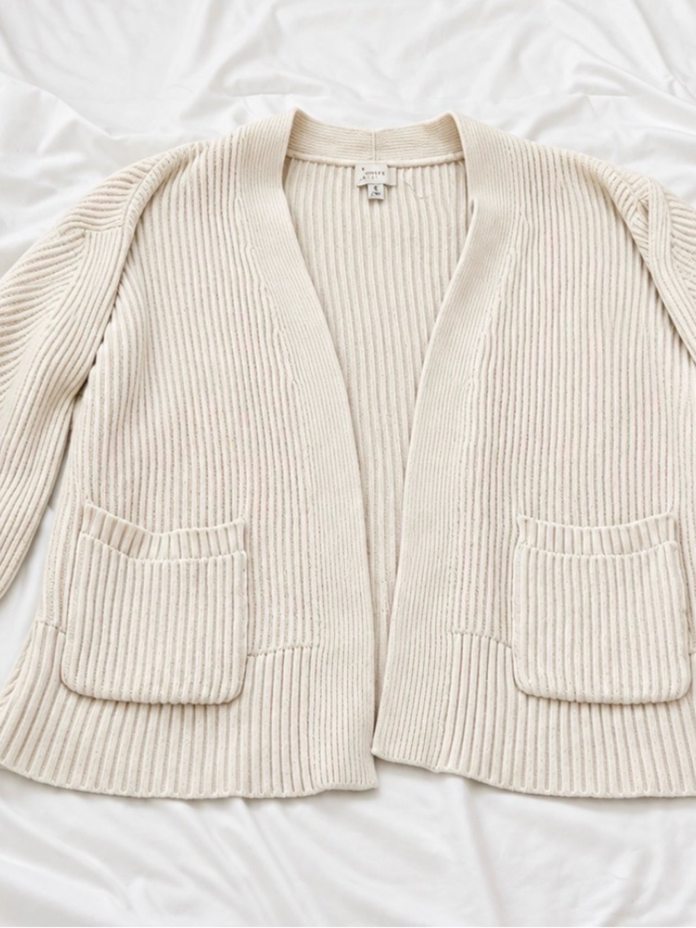 a new day Cream Ribbed Open Cardigan with Pockets